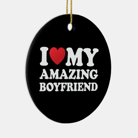 私は私の素晴らしい彼氏を愛する私の熱いBfハート セラミックオーナメント (右)