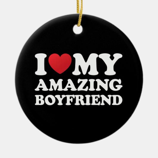 私は私の素晴らしい彼氏を愛する私の熱いBfハート セラミックオーナメント (正面)
