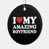 私は私の素晴らしい彼氏を愛する私の熱いBfハート セラミックオーナメント (左)