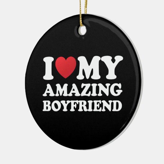 私は私の素晴らしい彼氏を愛する私の熱いBfハート セラミックオーナメント (左)