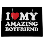 私は私の素晴らしい彼氏を愛する私の熱いBfハート ラージペーパーバッグ (正面)