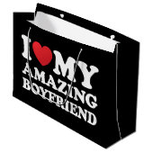 私は私の素晴らしい彼氏を愛する私の熱いBfハート ラージペーパーバッグ (正面アングル)