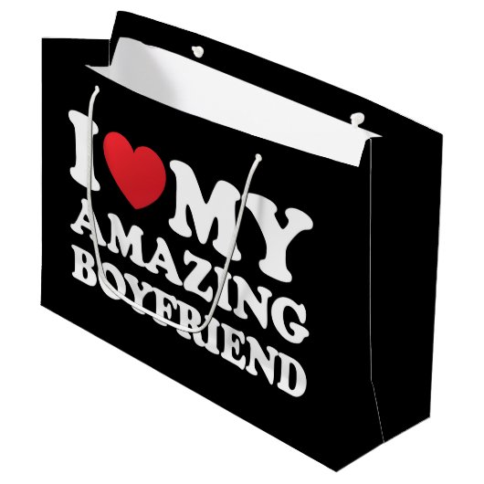私は私の素晴らしい彼氏を愛する私の熱いBfハート ラージペーパーバッグ (正面アングル)