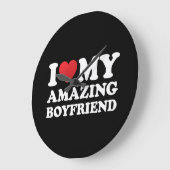 私は私の素晴らしい彼氏を愛する私の熱いBfハート ラージ壁時計 (傾斜)