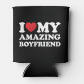 私は私の素晴らしい彼氏を愛する私の熱いBfハート 缶クーラー (正面)
