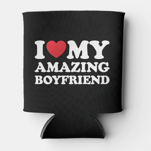 私は私の素晴らしい彼氏を愛する私の熱いBfハート 缶クーラー (正面)
