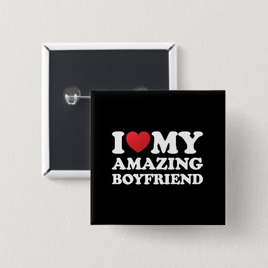 私は私の素晴らしい彼氏を愛する私の熱いBfハート 缶バッジ (正面&裏面)