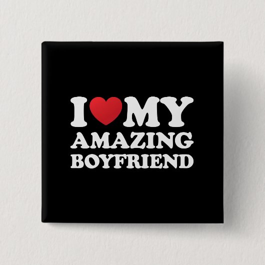 私は私の素晴らしい彼氏を愛する私の熱いBfハート 缶バッジ (正面)