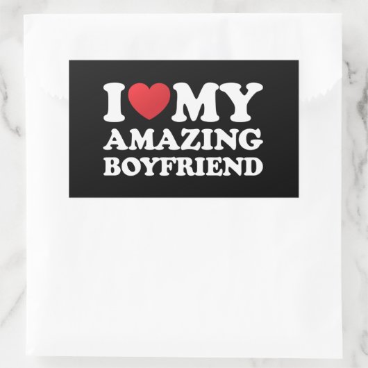 私は私の素晴らしい彼氏を愛する私の熱いBfハート 長方形シール (バッグ)