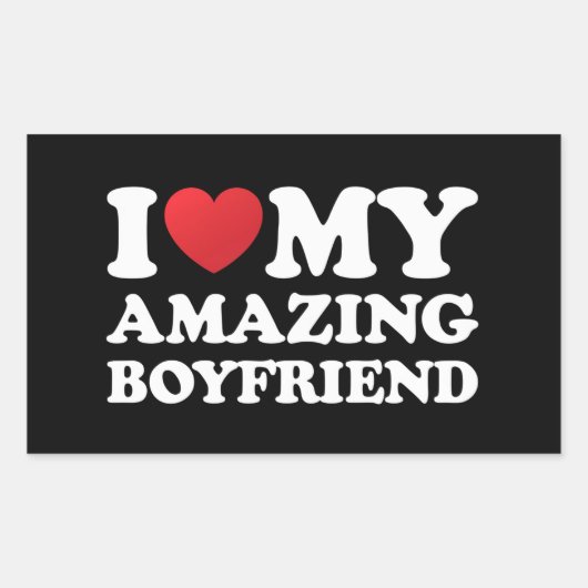 私は私の素晴らしい彼氏を愛する私の熱いBfハート 長方形シール (正面)