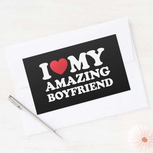 私は私の素晴らしい彼氏を愛する私の熱いBfハート 長方形シール (封筒)