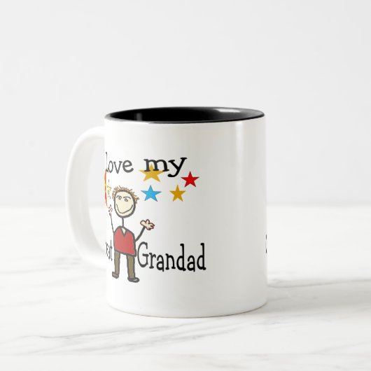 私は私の素晴らしい祖父のコーヒー・マグを愛します ツートーンマグカップ (正面左)