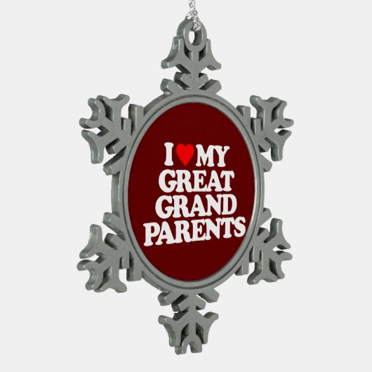 私は私の素晴らしい-祖父母愛します スノーフレークピューターオーナメント (左)