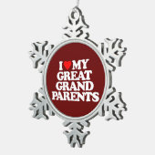 私は私の素晴らしい-祖父母愛します スノーフレークピューターオーナメント (右)