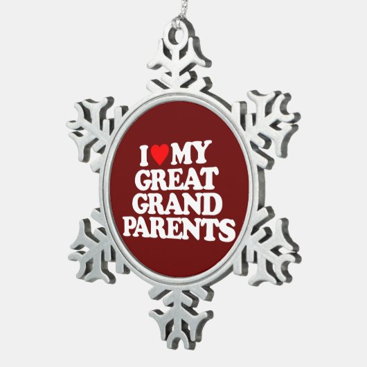 私は私の素晴らしい-祖父母愛します スノーフレークピューターオーナメント (右)
