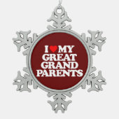 私は私の素晴らしい-祖父母愛します スノーフレークピューターオーナメント (正面)
