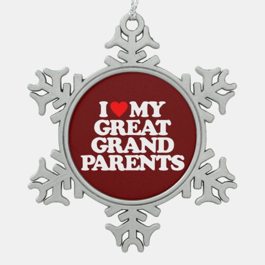 私は私の素晴らしい-祖父母愛します スノーフレークピューターオーナメント (正面)