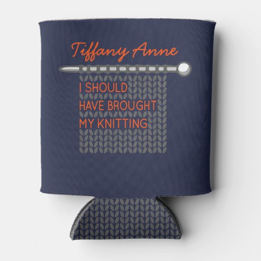 私は私の編み物を持って来るべきだった – グレー 缶クーラー (正面)