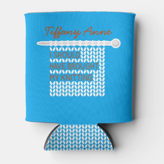 私は私の編み物を持って来るべきだった – 白 缶クーラー (正面)