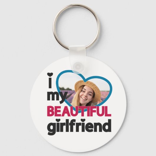 私は私の美しいガールフレンドのカスタム写真が大好き キーホルダー (正面)