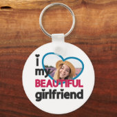 私は私の美しいガールフレンドのカスタム写真が大好き キーホルダー (正面)