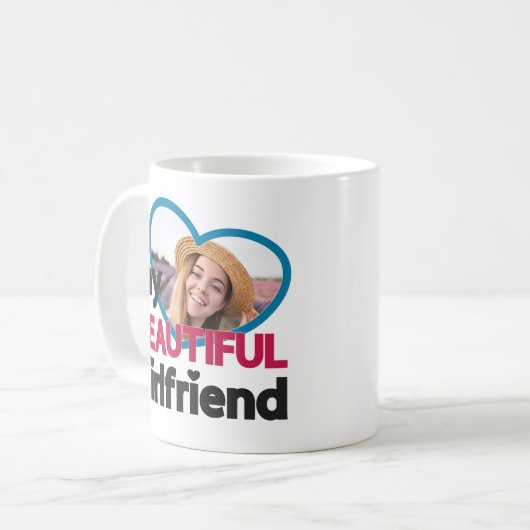私は私の美しいガールフレンドのカスタム写真が大好き コーヒーマグカップ (正面左)