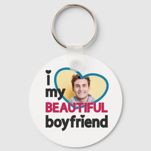 私は私の美しい彼氏の写真が大好カスタムきだ キーホルダー (正面)