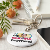 私は私の美しい彼氏の写真が大好カスタムきだ キーホルダー (側面)