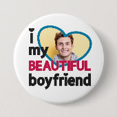 私は私の美しい彼氏の写真が大好カスタムきだ 缶バッジ (正面)