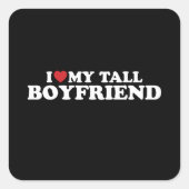 私は私の背の高いボーイフレンドハートグルービーレトロが大好き スクエアシール (正面)