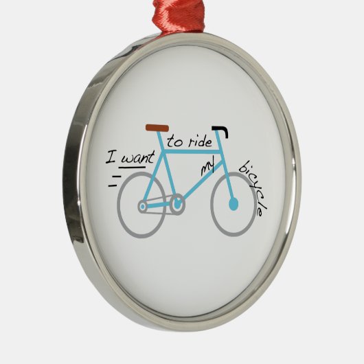 私は私の自転車に乗りたいと思います メタルオーナメント (右)