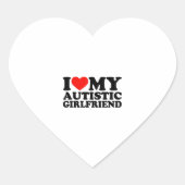 私は私の自閉症のガールフレンドハート私の自閉症Gfが大好き ハートシール (正面)