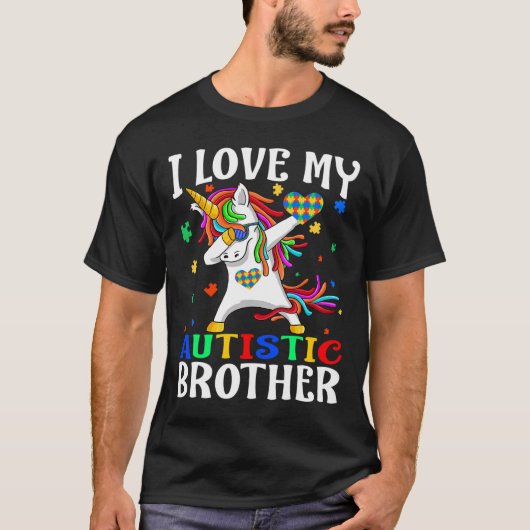 私は私の自閉症の兄の自閉症の意識の日Unを愛する Tシャツ (正面)