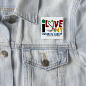 私は私の自閉症の姉妹2の自閉症の認識度を愛します 缶バッジ (インサイチュ)