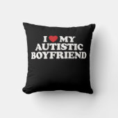 私は私の自閉的なボーイフレンドを愛するIハートGroovy クッション (正面)