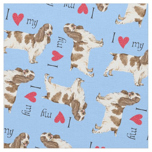 私は私の英国のコッカースパニエルを愛します ファブリック (クローズアップ)