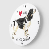 私は私の英国のスプリンガースパニエルを愛します ラージ壁時計 (傾斜)
