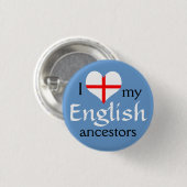 私は私の英国の祖先ボタンを愛します 缶バッジ (正面&裏面)