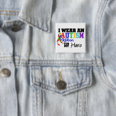 私は私の英雄のための自閉症のリボンを身に着けています 缶バッジ (インサイチュ)