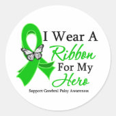 私は私の英雄の脳性麻痺のためのリボンを身に着けています ラウンドシール (正面)