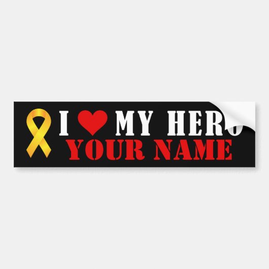 私は私の英雄の軍のバンパーステッカーを愛します バンパーステッカー (正面)