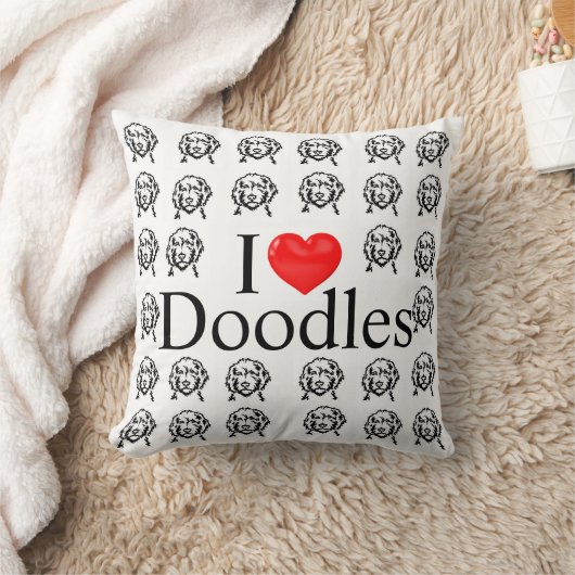 私は私の落書きLABRAの金落書き犬の枕を愛します クッション (ブランケット)