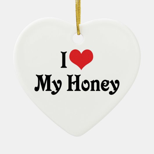 私は私の蜂蜜を愛している セラミックオーナメント (正面)