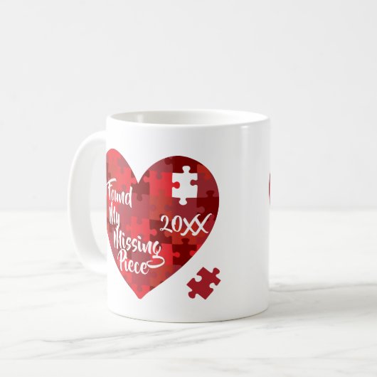 私は私の行方不明の部分-パズルのハート--を見つけました コーヒーマグカップ (正面左)