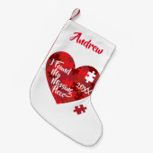 私は私の行方不明の部分-パズルのハート--を見つけました スモールクリスマスストッキング (正面 (吊り時))