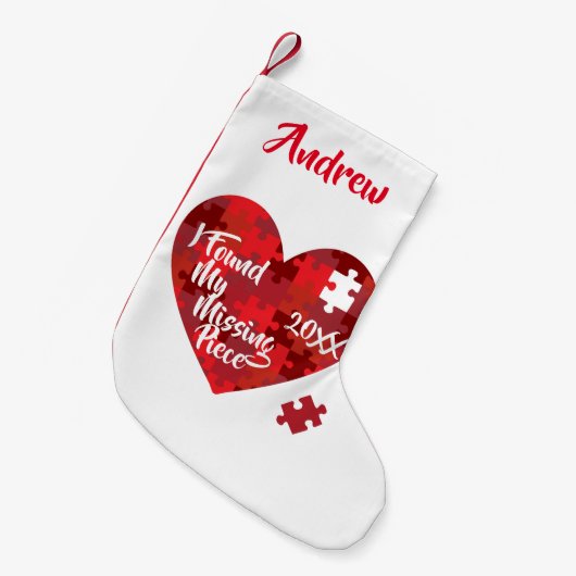私は私の行方不明の部分-パズルのハート--を見つけました スモールクリスマスストッキング (正面 (吊り時))
