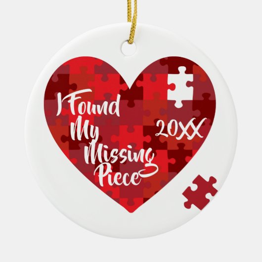 私は私の行方不明の部分-パズルのハート--を見つけました セラミックオーナメント (正面)