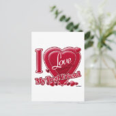 私は私の親友の赤いハートを愛します ポストカード (スタンド正面)