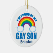私は私の誇りを持ったゲイ息子レインボーママパパモノグラム セラミックオーナメント (右)