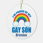 私は私の誇りを持ったゲイ息子レインボーママパパモノグラム セラミックオーナメント (左)
